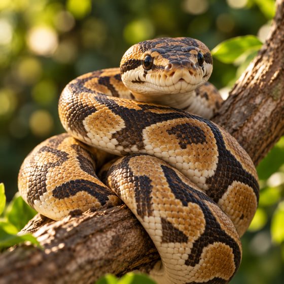 Cobra enrolada num galho